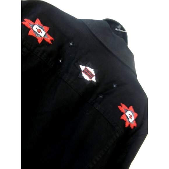 Ralph Lauren Black Jean Jacket With Pewter Buttons Women's Size L and Beading - Picture 10 of 13